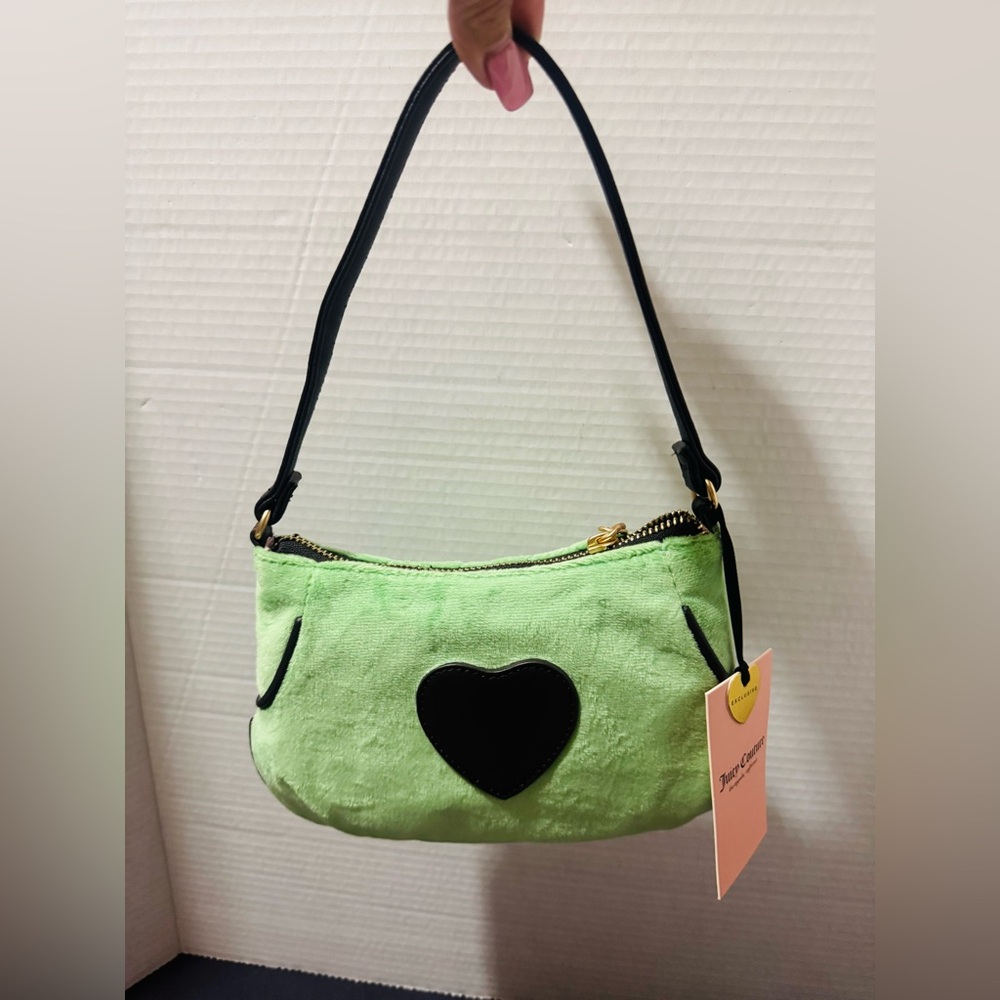 Juicy Couture tale retro Green Quilted mini Shoulder Bag with Gold Charm BNWT - Picture 3 of 9